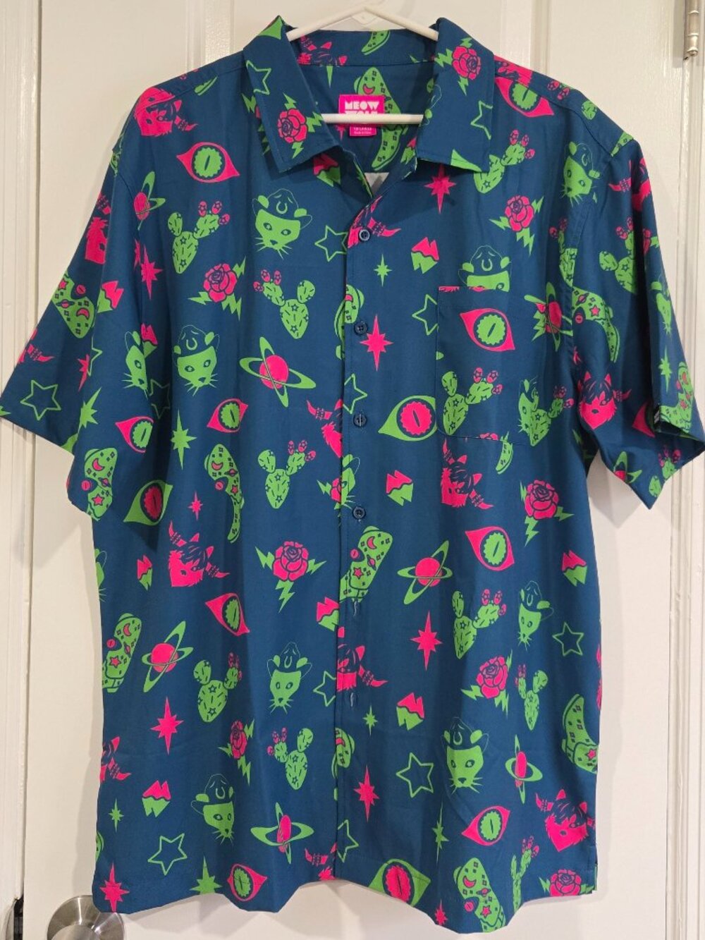 Meow Wolf XXL Neon Western Psychedelic Button Up Shirt